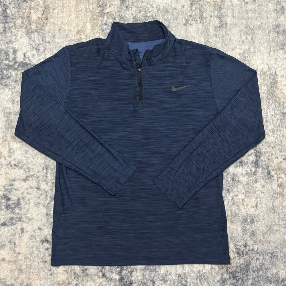 Nike Dri-FIT Men's Large 1/2 Zip Pullover Long Sleeve Blue Shirt